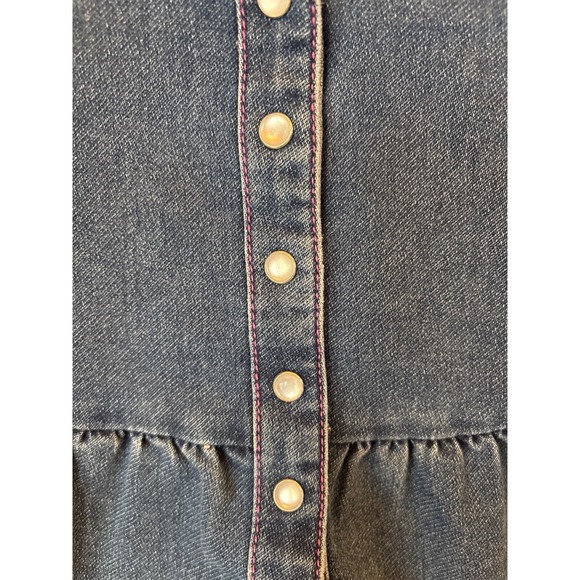 Wrangler Denim Dress Little Girls Sz 0-3 Mo Western Wear Pearl Snap - Picture 2 of 7
